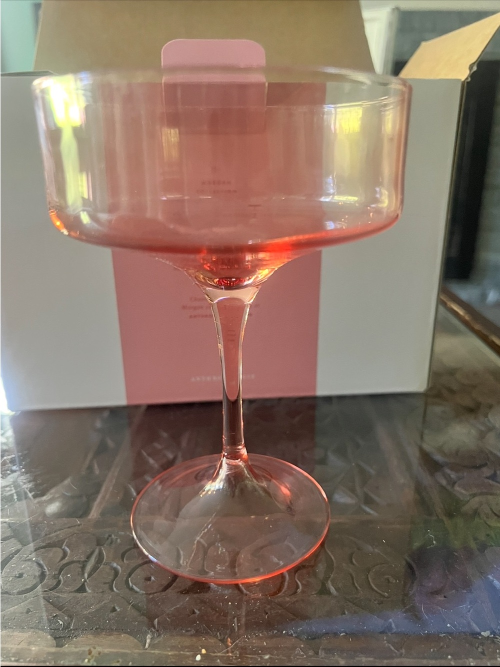 Anthropologie Pink Glass Coupe Set of 4